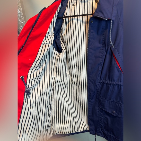 R.O.C Made In Taiwan Windbreaker Coat Rain Jacket Blue Pockets Size 8 Adjustable - Picture 13 of 16